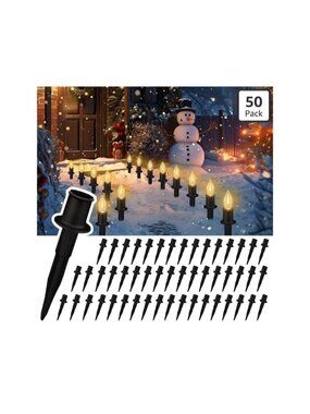 50 Pack 6-Inch Black Plastic Christmas Light Stakes C7 C9 Pathway Lights